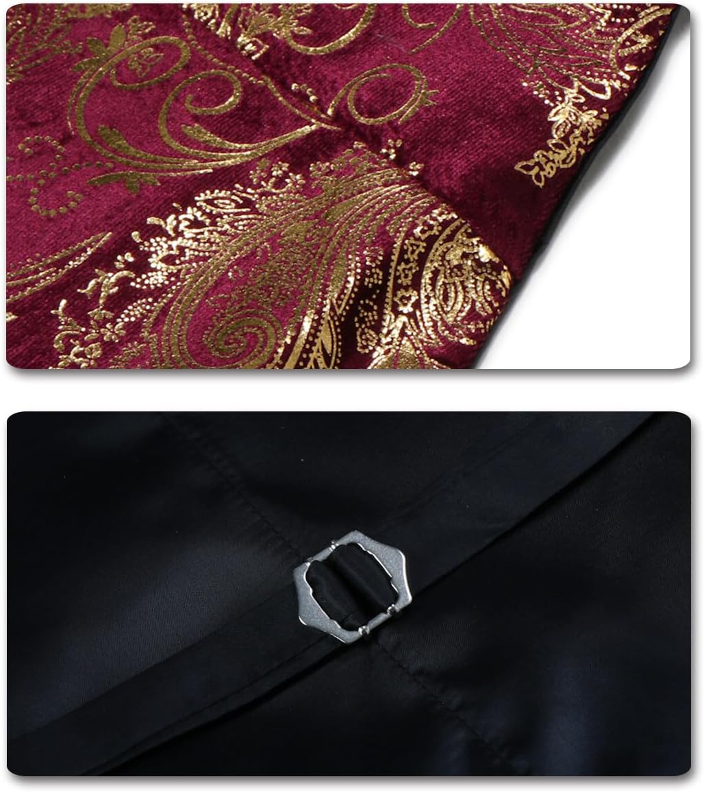 Paisley jacquard-kostym, väst för män, enkel knäppt väst, stilig, smal passform, med knäppning, bal, formell kostym
