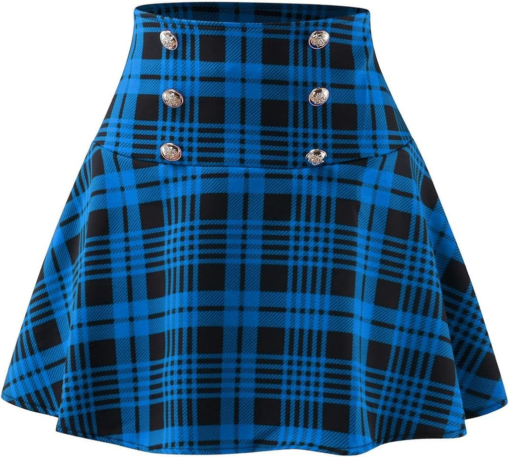Leather Skirt plus Size Women Fashion Sexy Casual Lattice Printing A-line Mini Skirt Plaid Skirts