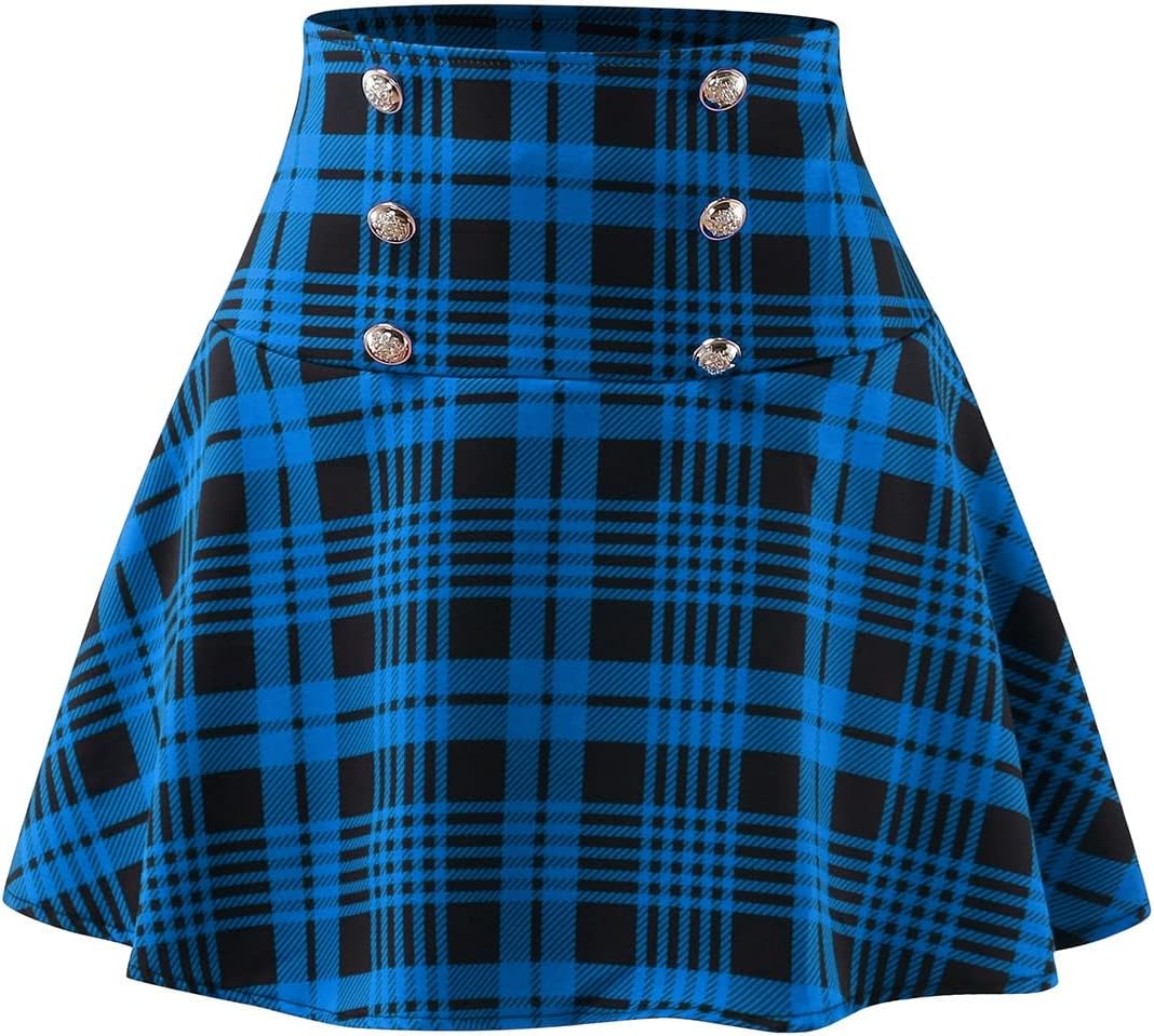 Leather Skirt plus Size Women Fashion Sexy Casual Lattice Printing A-line Mini Skirt Plaid Skirts