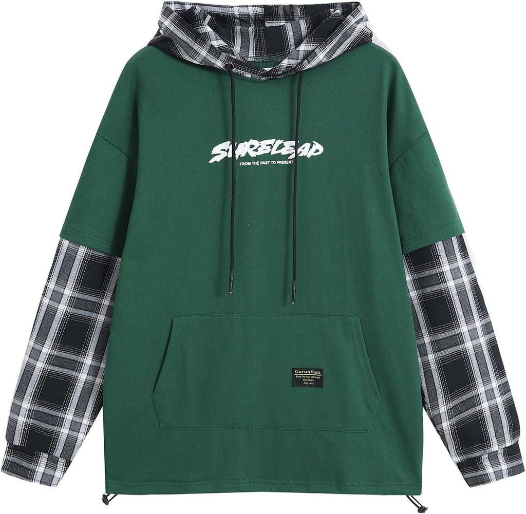 GURUNVANI Lappteknik huvtröjor herr bokstavstryck streetwear huvtröja herr sweatshirt