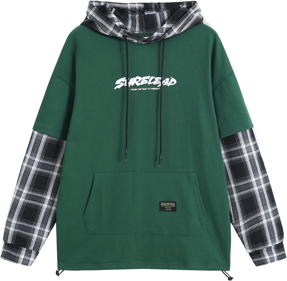 GURUNVANI Lappteknik huvtröjor herr bokstavstryck streetwear huvtröja herr sweatshirt