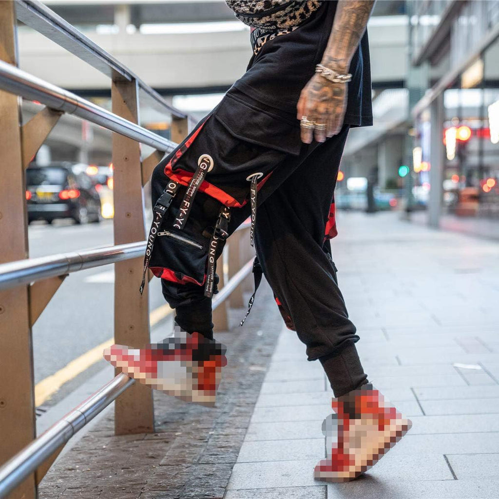 Hello MrLin Herr Techwear Byxor Hip Hop Jogger Cargo Baggy Streetwear Punk Byxor Män