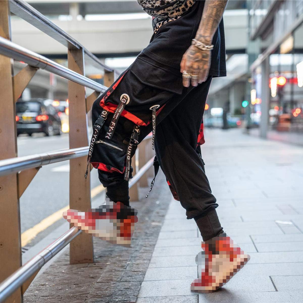 Hello MrLin Herr Techwear Byxor Hip Hop Jogger Cargo Baggy Streetwear Punk Byxor Män