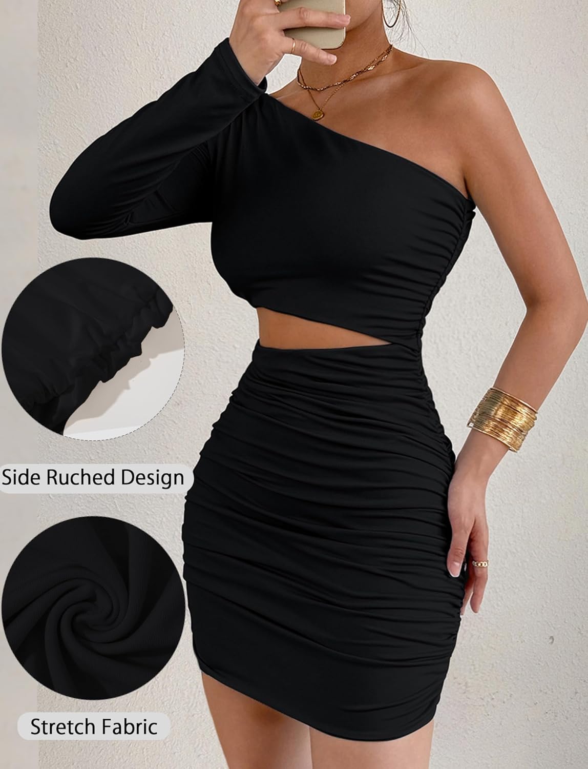 Långärmad damklänning, elegant miniklänning, sexig festklänning, kort cocktailklänning, off shoulder, fritidsklänning, bodycon omlottklänning, enfärgad bröllopsklänning