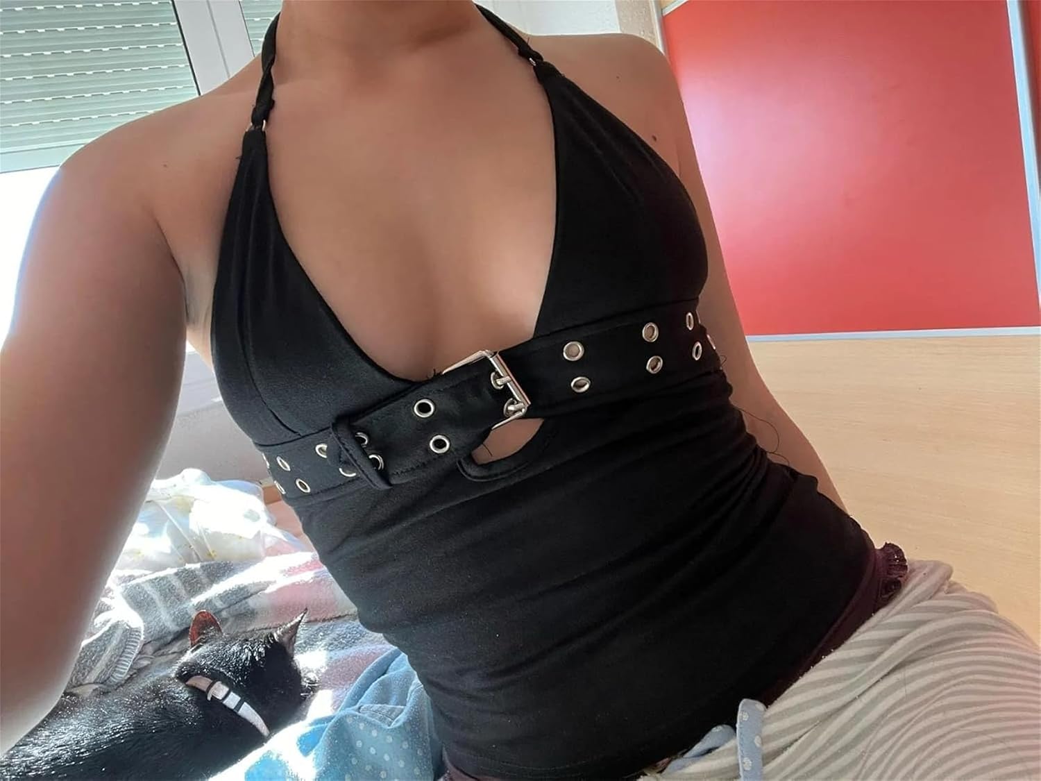 Emo Alt Goth Grunge linne, Y2k spaghetti rem linne toppar, sommar gotiska kläder rygglös väst