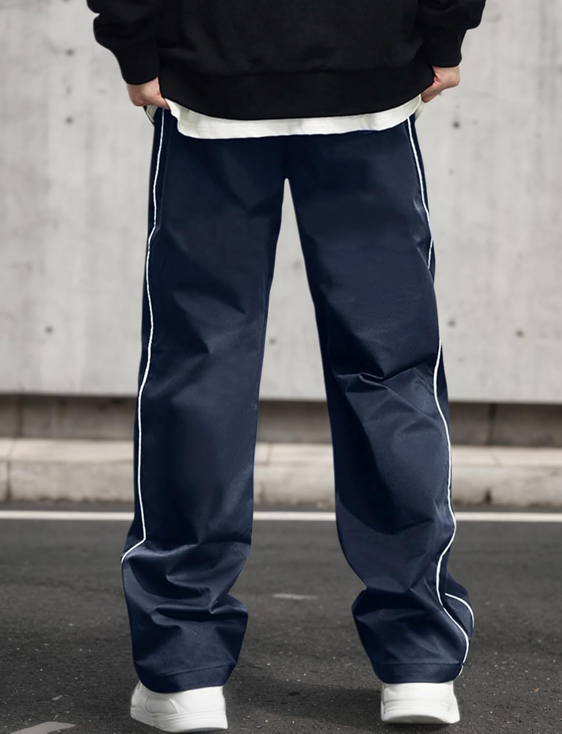 AIEOE herr, säckig joggingbyxor, Y2K, träningsbyxor, breda sportbyxor med dragsko, streetwear, fritidsbyxor med rörband, tonåring, mode