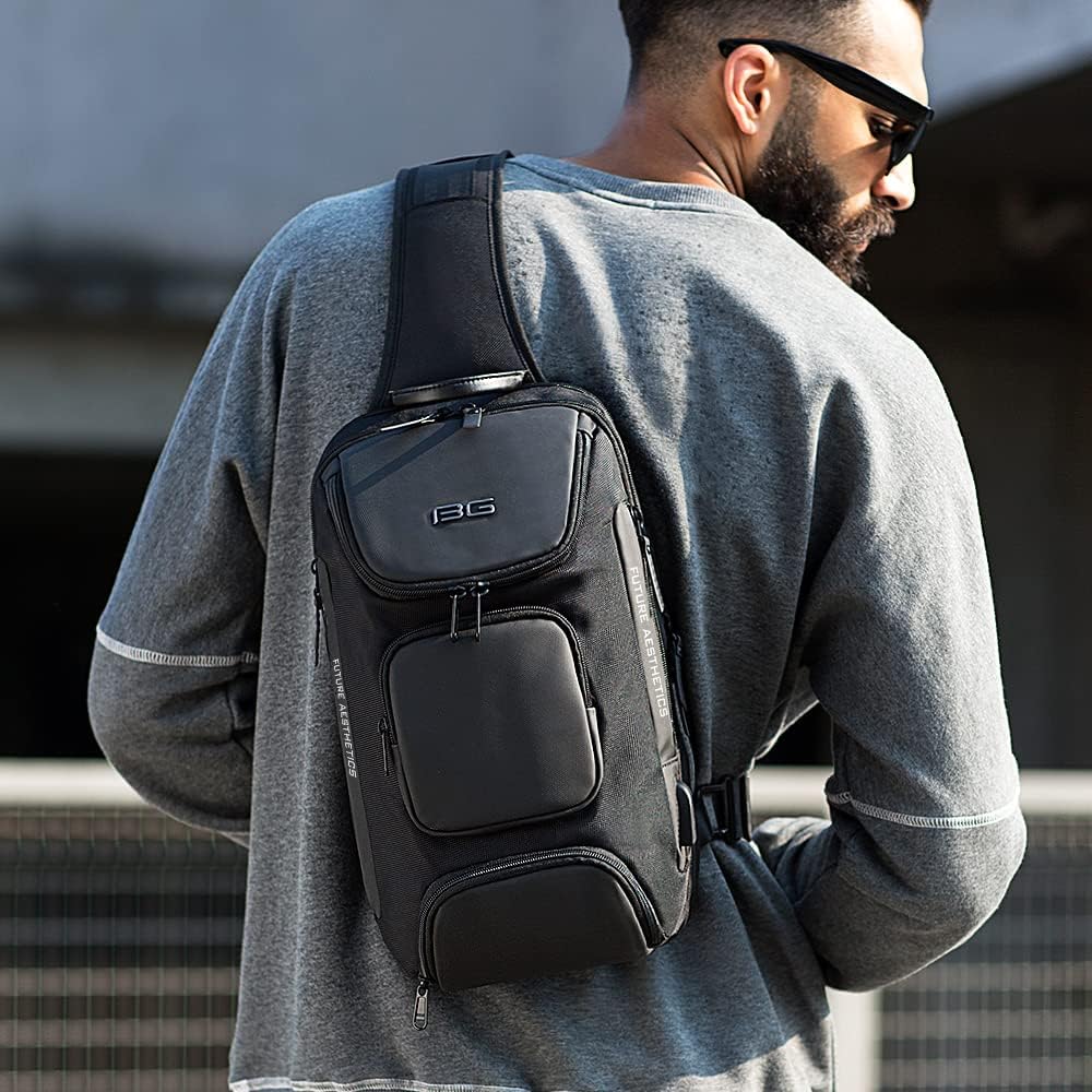 BANGE Axelväska, vattentät bröstväska för män, crossbody-ryggsäck för män, Svart, Without Lock, Hållbar