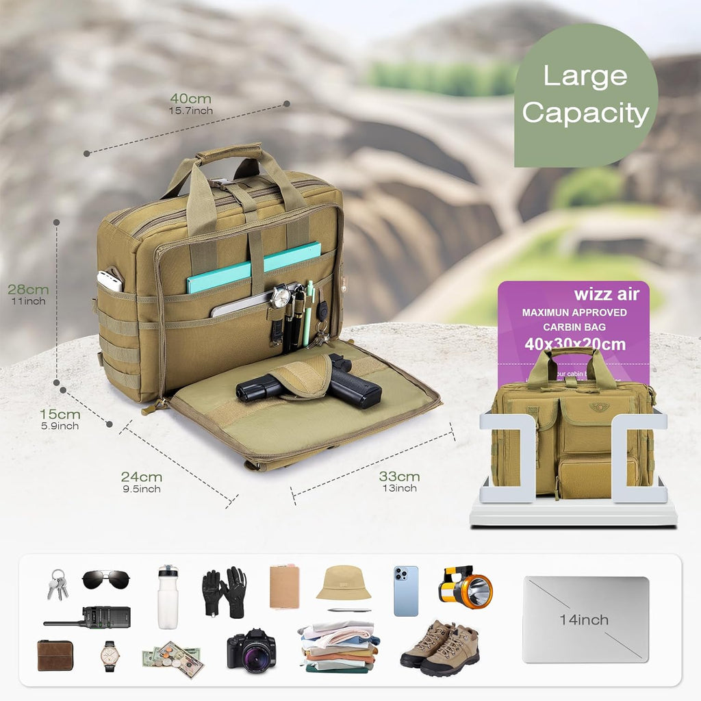 SPAHER Portfölj Herr Arbetsväska Herr Laptopväska 14/15,6/17,3 tum Business Tactical Bag Militärväska Axelväska Messenger Bag Herr Present för Kvinnor Herr