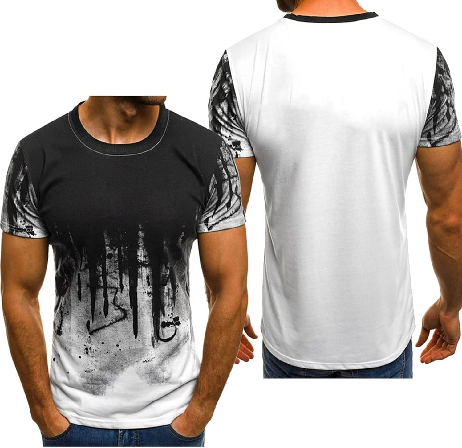 Herr T-shirts Crewneck T-shirt Top Kläder i kontrasterande färger Kortärmad Sportstyle Mjukt Mode Halvärmad Lättvikt-green||4XL