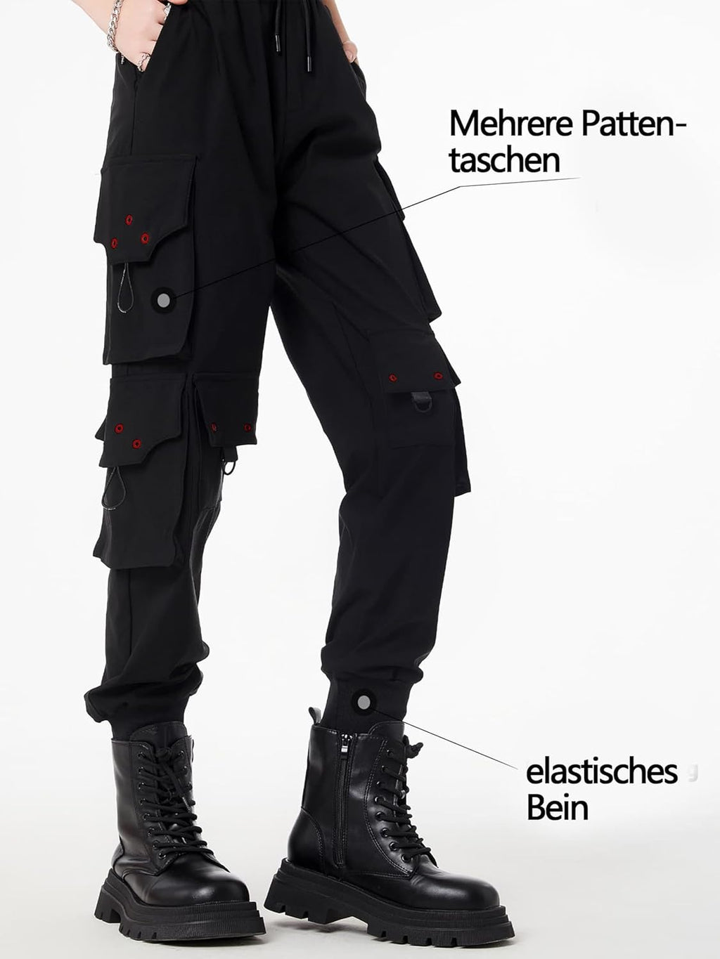 CLOAKA Cargobyxor dambyxor, joggingbyxor, hög midja, Y2k, gotiska, techwear, streetwear, cargobyxor, stretch, bekväma med elastiskt band, lös säckig utomhus, hip hop-tryck