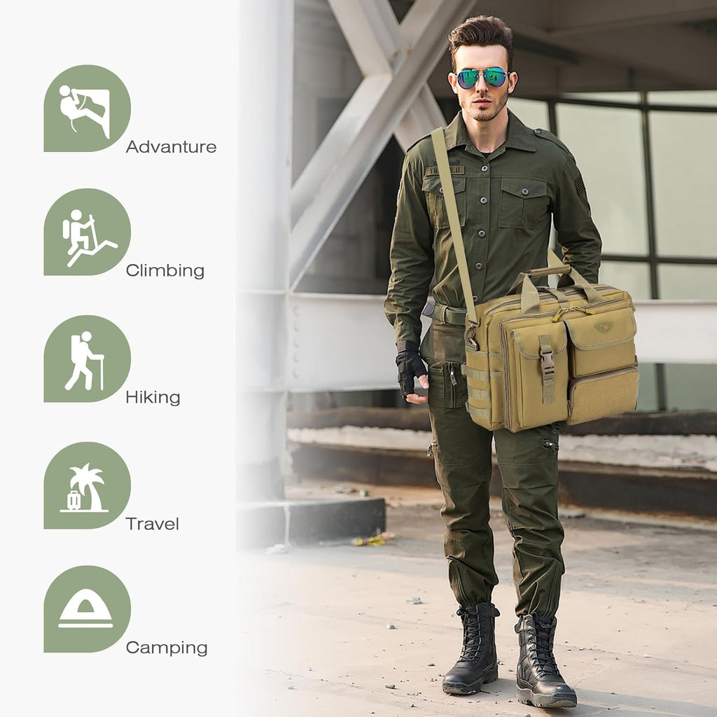 SPAHER Portfölj Herr Arbetsväska Herr Laptopväska 14/15,6/17,3 tum Business Tactical Bag Militärväska Axelväska Messenger Bag Herr Present för Kvinnor Herr