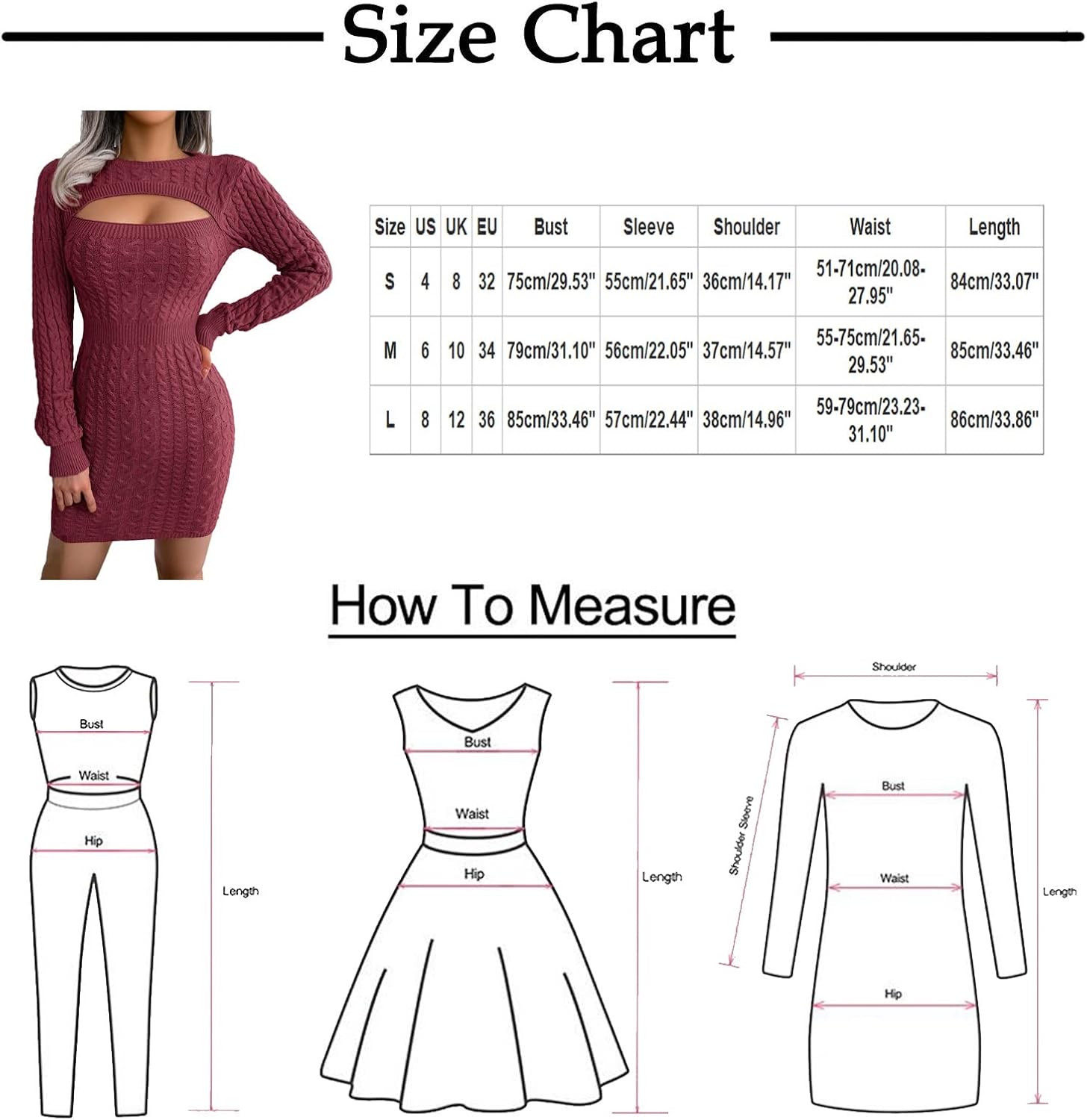 Dam Långärmad Stretchig Bodycon-klänning