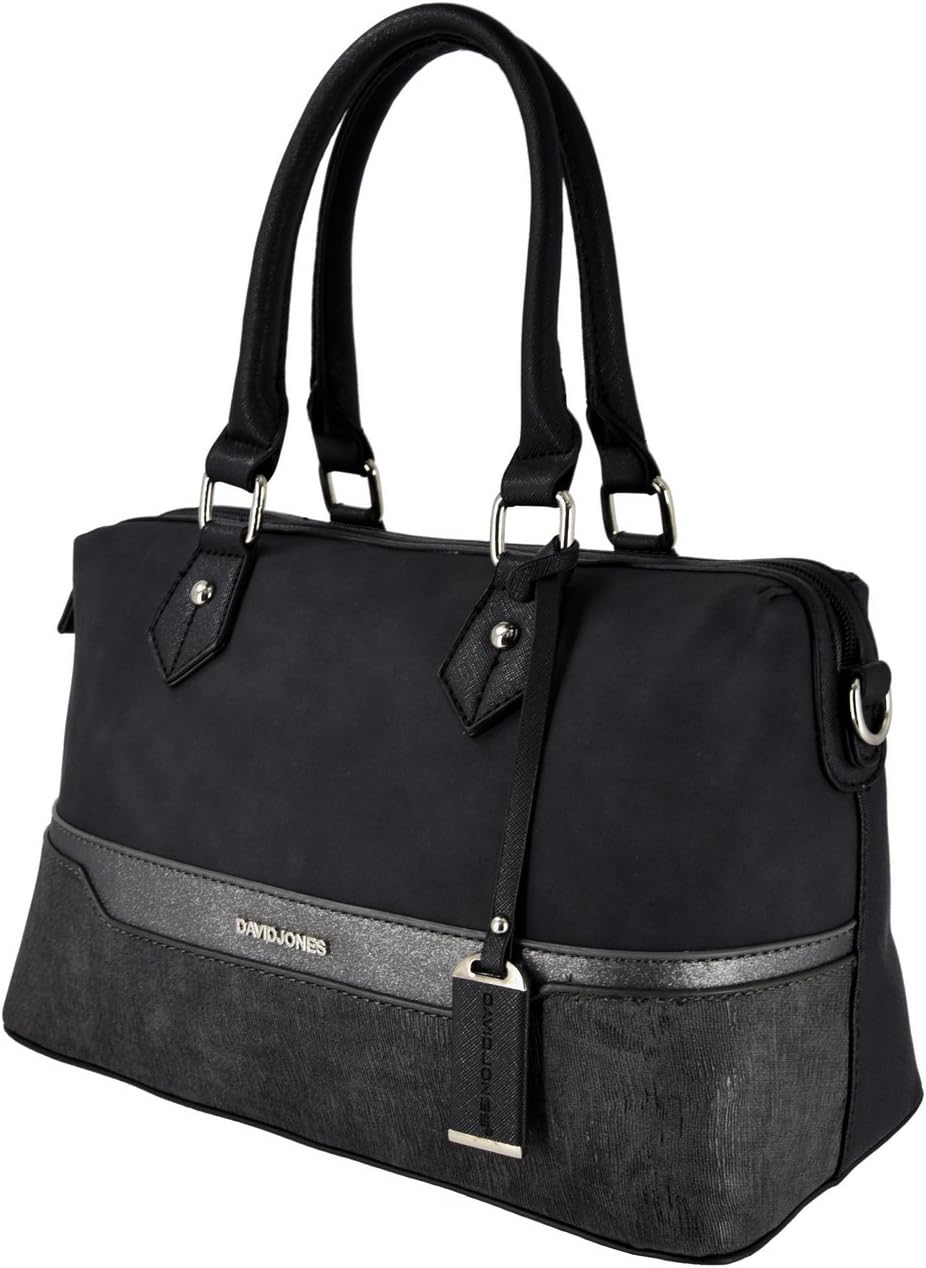 David Jones - Dam Stor Handväska - PU Läder Tote Bag - Praktisk Randig Axelväska - Kvinnor Medelstor Väska Axelremsväska Tygväska Damväska Shopper - Trendig Mode Elegant Kontor Arbete
