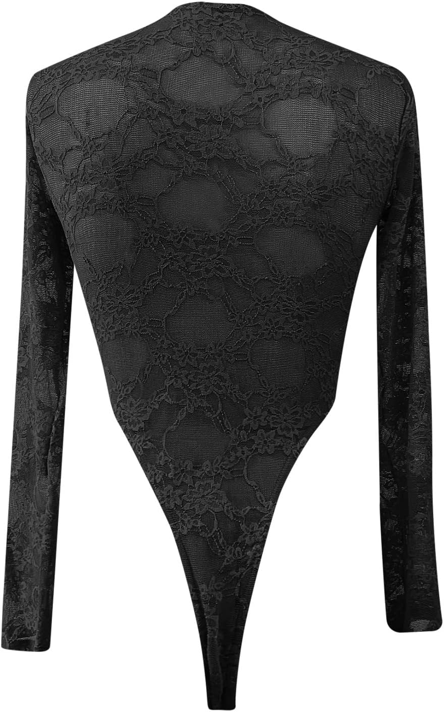 5x Lingerie for plus Size Women Long Stretch Lace Leotard Womens Sleeve Floral Body Top Bodysuit Ladies Women's Jumpsuit Lingerie New Years Lingerie Push up