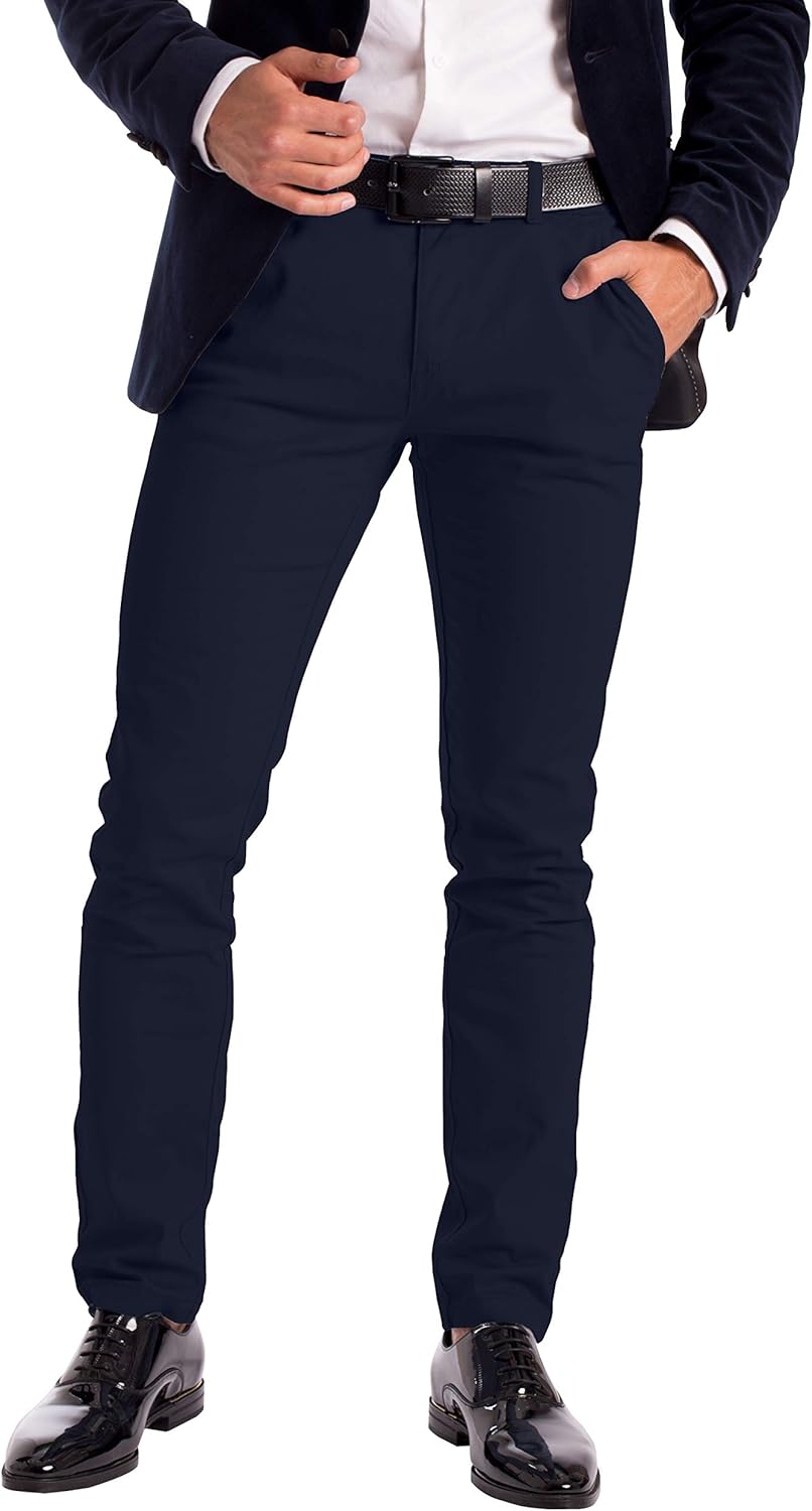 Herr stretch chinos designer slim fit jeans byxa bomull spandex botten