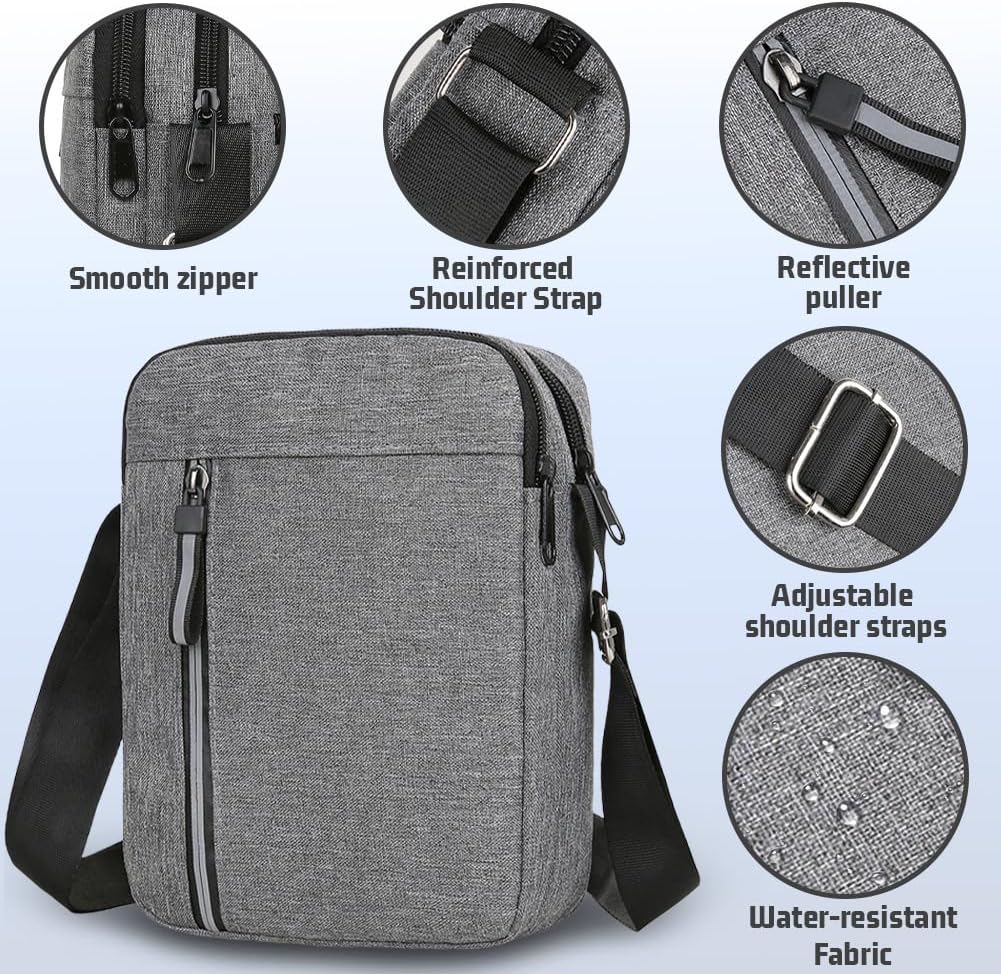 Aucuu Axelväska för män, Oxford Crossbody väska, vattentät liten sidoväska för män, ledig handväska, messengerväska med dragkedja och justerbar rem, lätt bröstväska för daglig användning, arbete