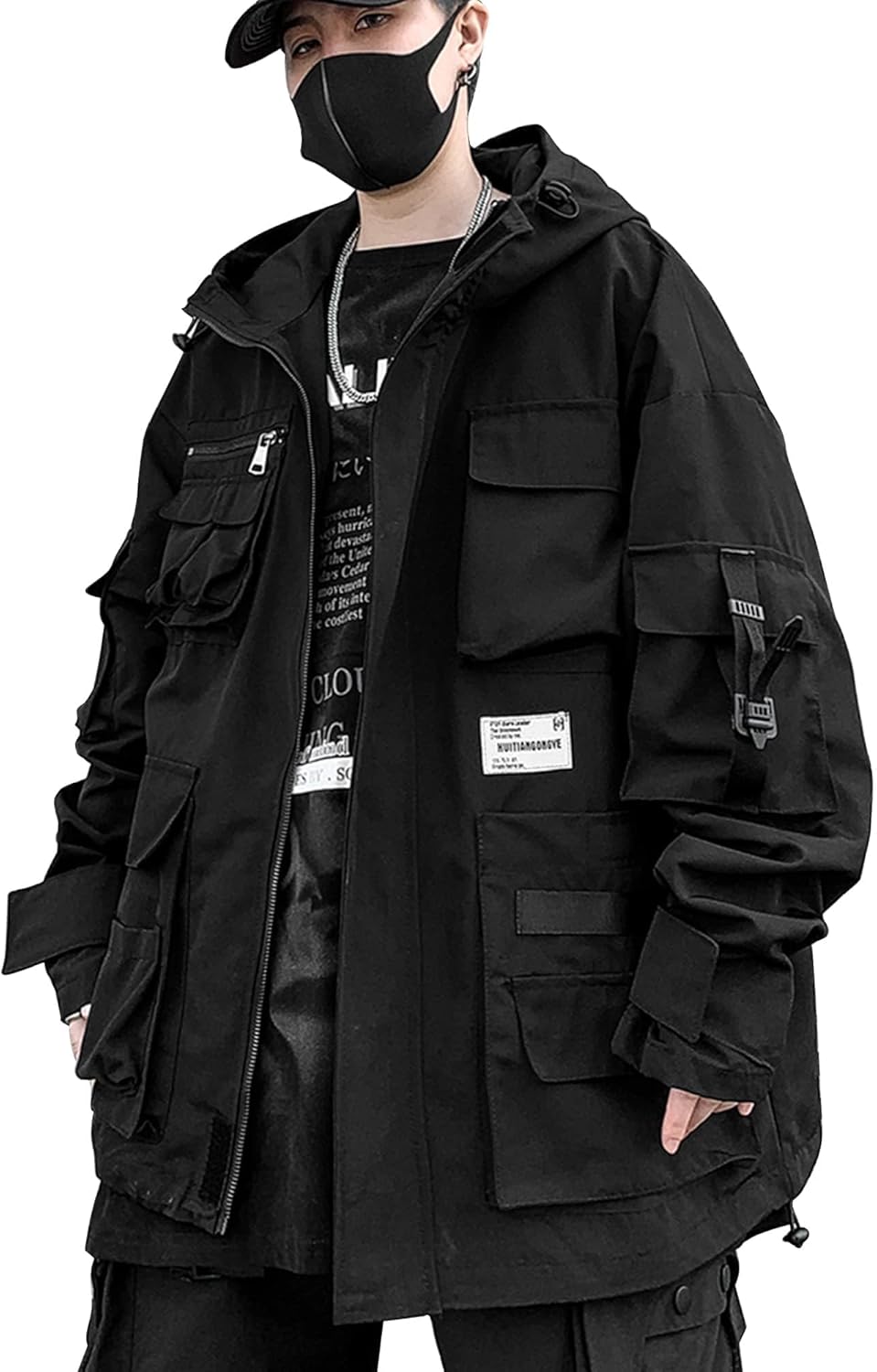 XYXIONGMAO Gotiska kläder taktisk techwear dragkedja jacka vindjacka huva streetwear jackor för män
