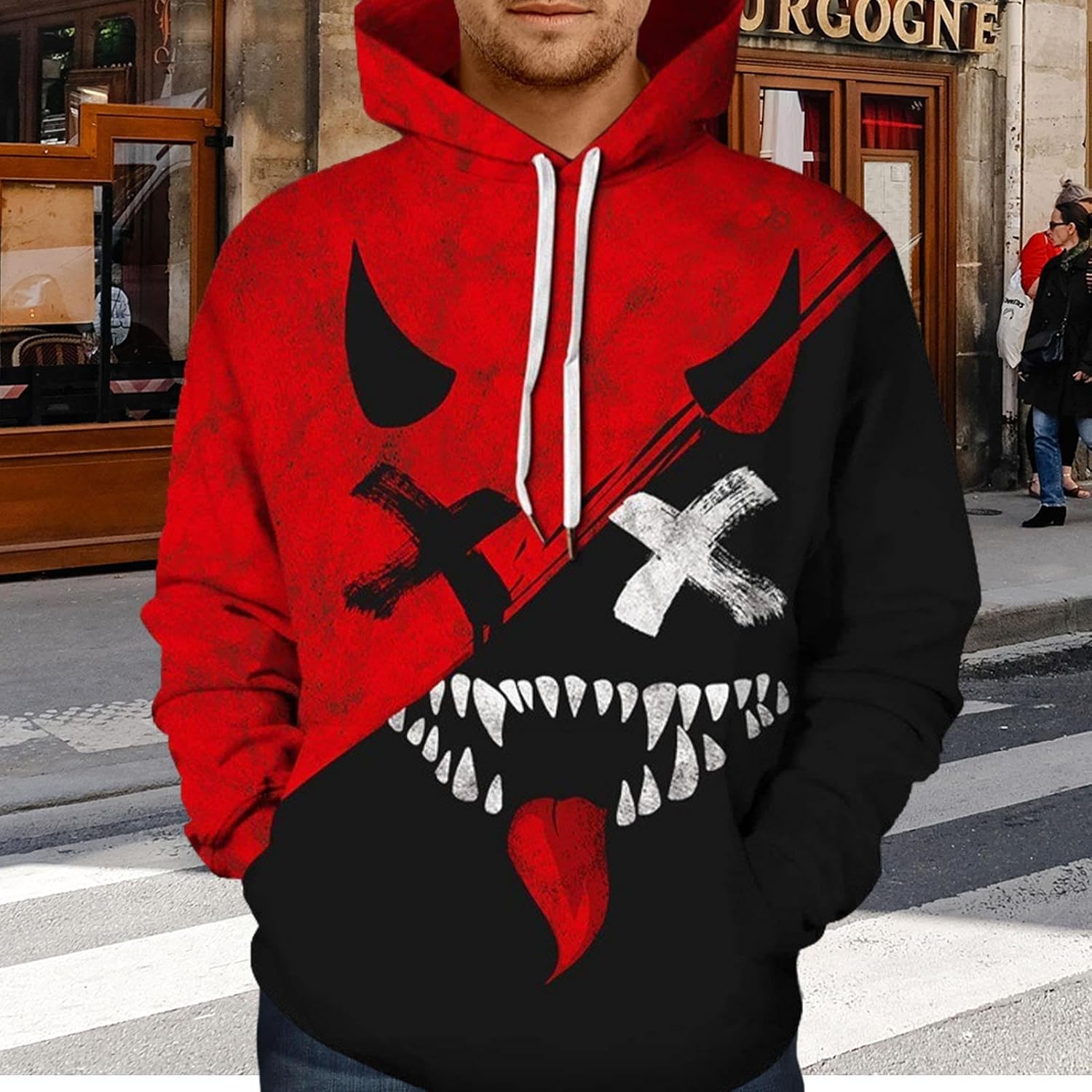 Skräck Hoodie,Skräck Hip-Hop Långärmad Printed | Fashion Rock Hoodies med skräckteman, Casual Street Hip Hop Rolig Hoodie för män kvinnor Imtrub