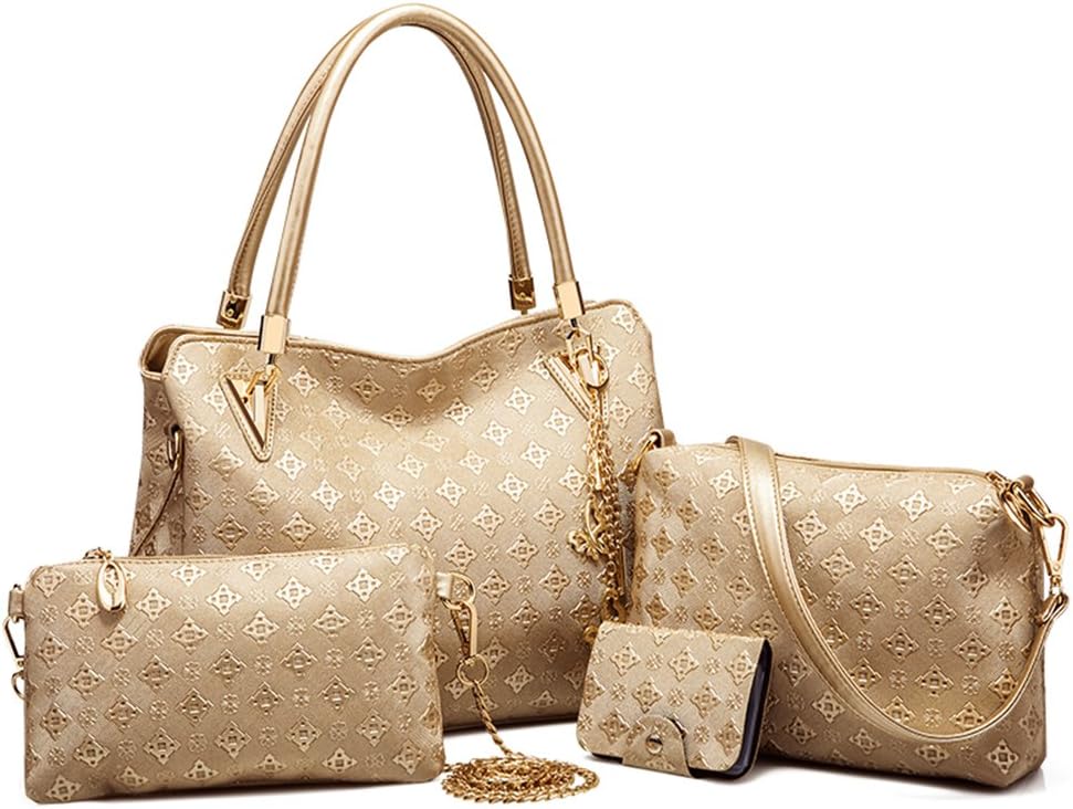 Chikencall dammode PU-läder Satchel Hobo Dam Väskor, Handväska + Axelväska + Handväska + Korthållare 4 st Set Tygväska Handväska