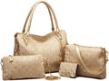 Chikencall dammode PU-läder Satchel Hobo Dam Väskor, Handväska + Axelväska + Handväska + Korthållare 4 st Set Tygväska Handväska
