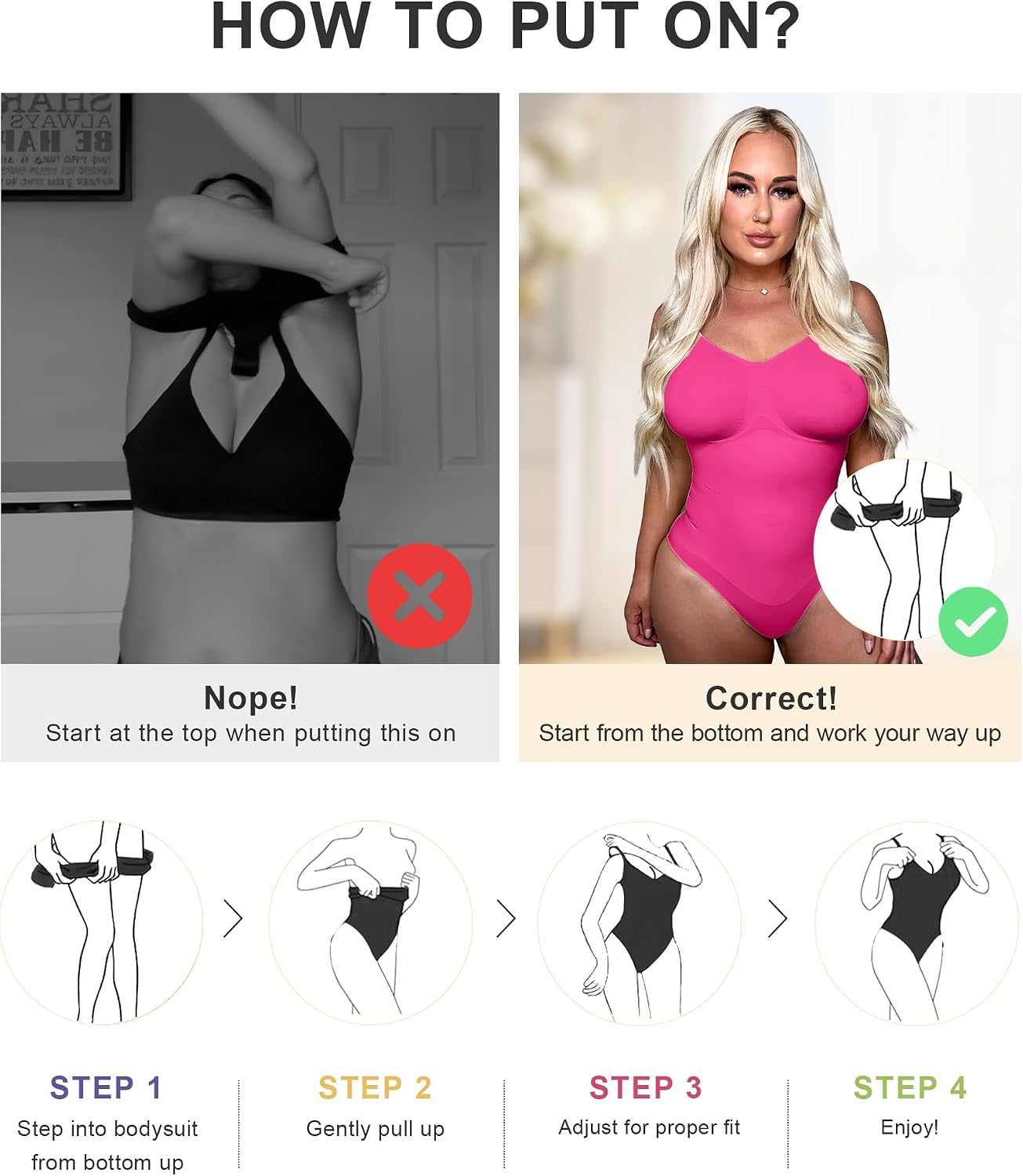 SHAPERX Women Sculpting Bodysuit Tummy Control Shapewear Seamless Body Shaper Thong Adjustable Straps