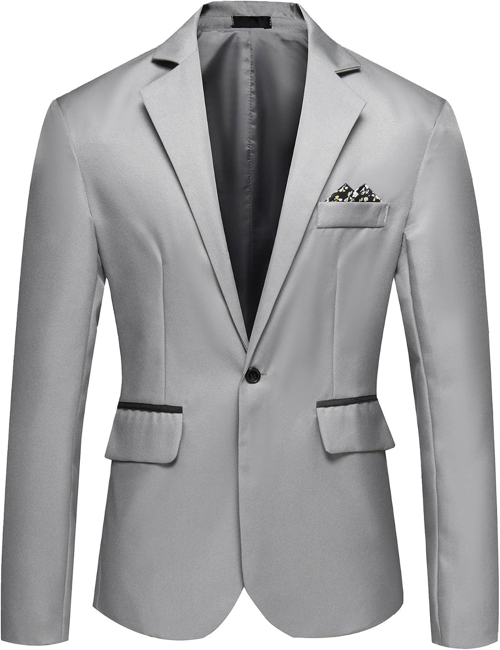 Herr smal passform en knapp blazer jacka notch kavajslag svart trim ficka solid sportdräkt kappa för vardaglig fest bal