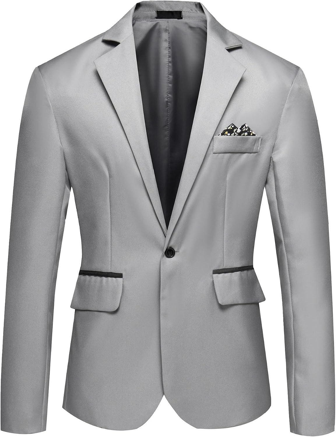 Herr smal passform en knapp blazer jacka notch kavajslag svart trim ficka solid sportdräkt kappa för vardaglig fest bal
