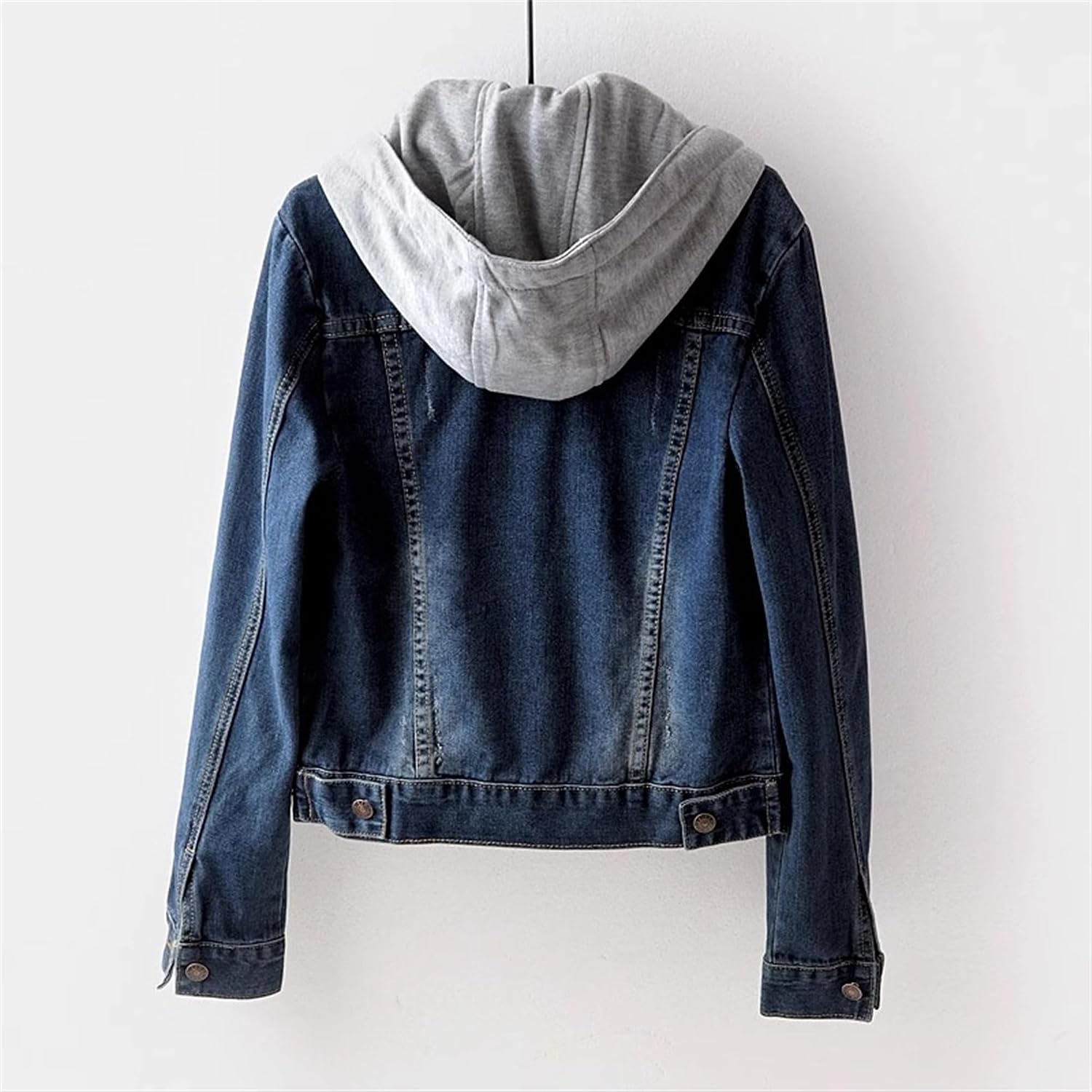 Huvtröjor för kvinnor vardaglig sommar långärmad huvtröja denimjackor button down trendig jeansjacka med huva