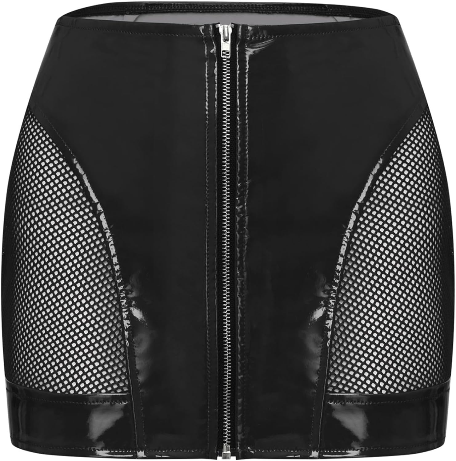 kort minikjol läderkjol lackerad metallisk glänsande tajt hög midja kjol bodycon cluwbear S-3XL