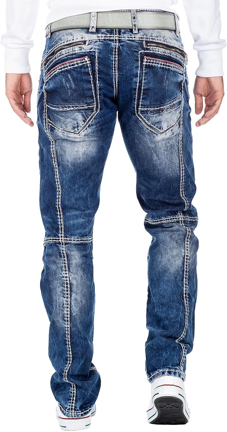 Cipo & Baxx Regular Jeans för män, Blå – 32