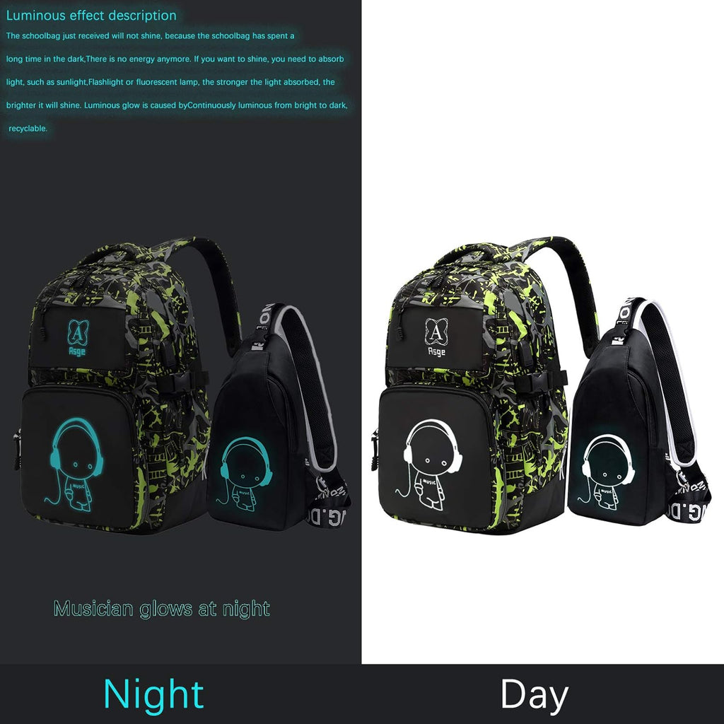 Asge unisex - vuxen Ryggsäck skolryggsäck set (2-pack)