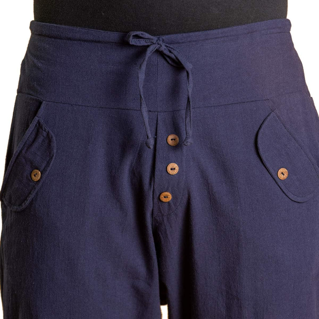 PANASIAM Yogi Pants Classic för dam och herr I bekväma fritidsbyxor i Aladin-Harem-stil – 100% bomull I optimal passform tack vare dragsko fram och elastisk linning bak I sommarbyxor