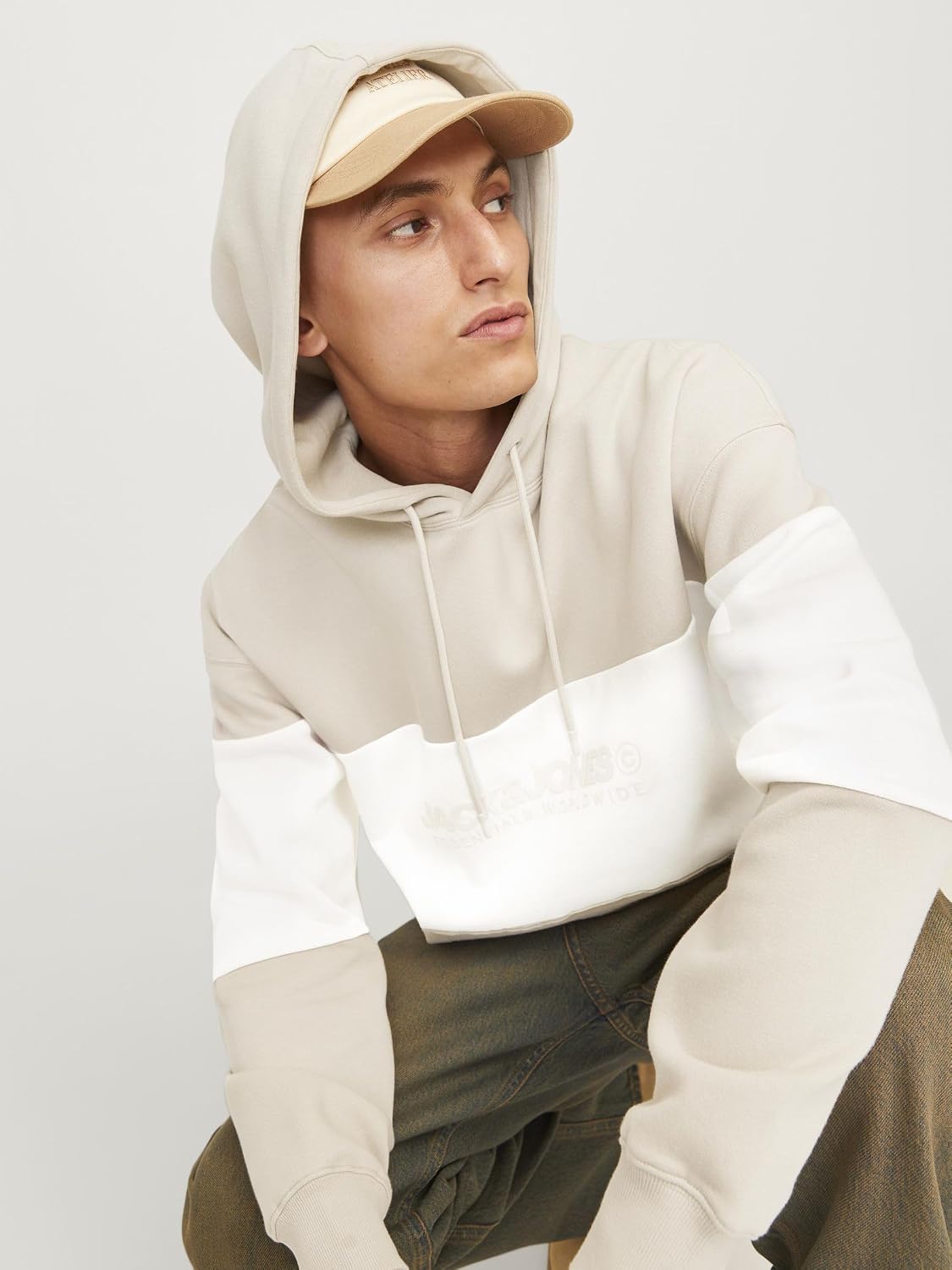 JACK&JONES JJELEGACY Blocking Sweat Hood NOOS, Månstrål/detalj: blockering, S