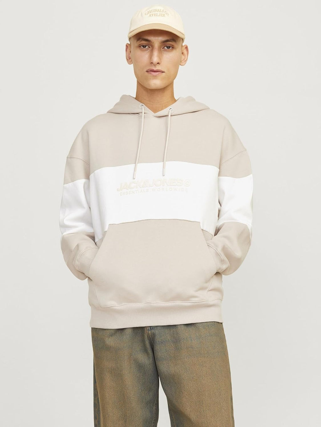 JACK&JONES JJELEGACY Blocking Sweat Hood NOOS, Månstrål/detalj: blockering, S