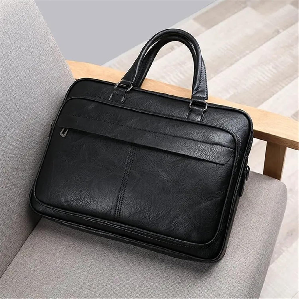 För kontorsbruk Bussiness Bag Large Capacity Läder Lyx 14 tums portföljer Tote Bolsas Handväska Shoulder Crossbody Väskor Bärbar förvaring