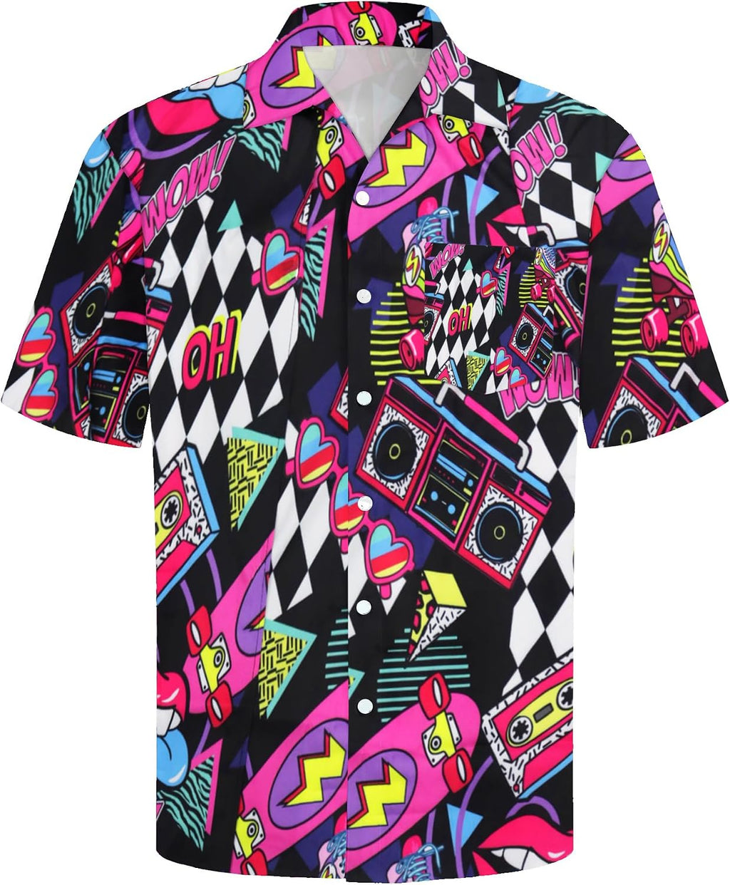 tiorhooe 80-tals herr, Hawaii-skjorta, retro, Hawaii-skjorta, kortärmad, knappslå Hawaii skjorta