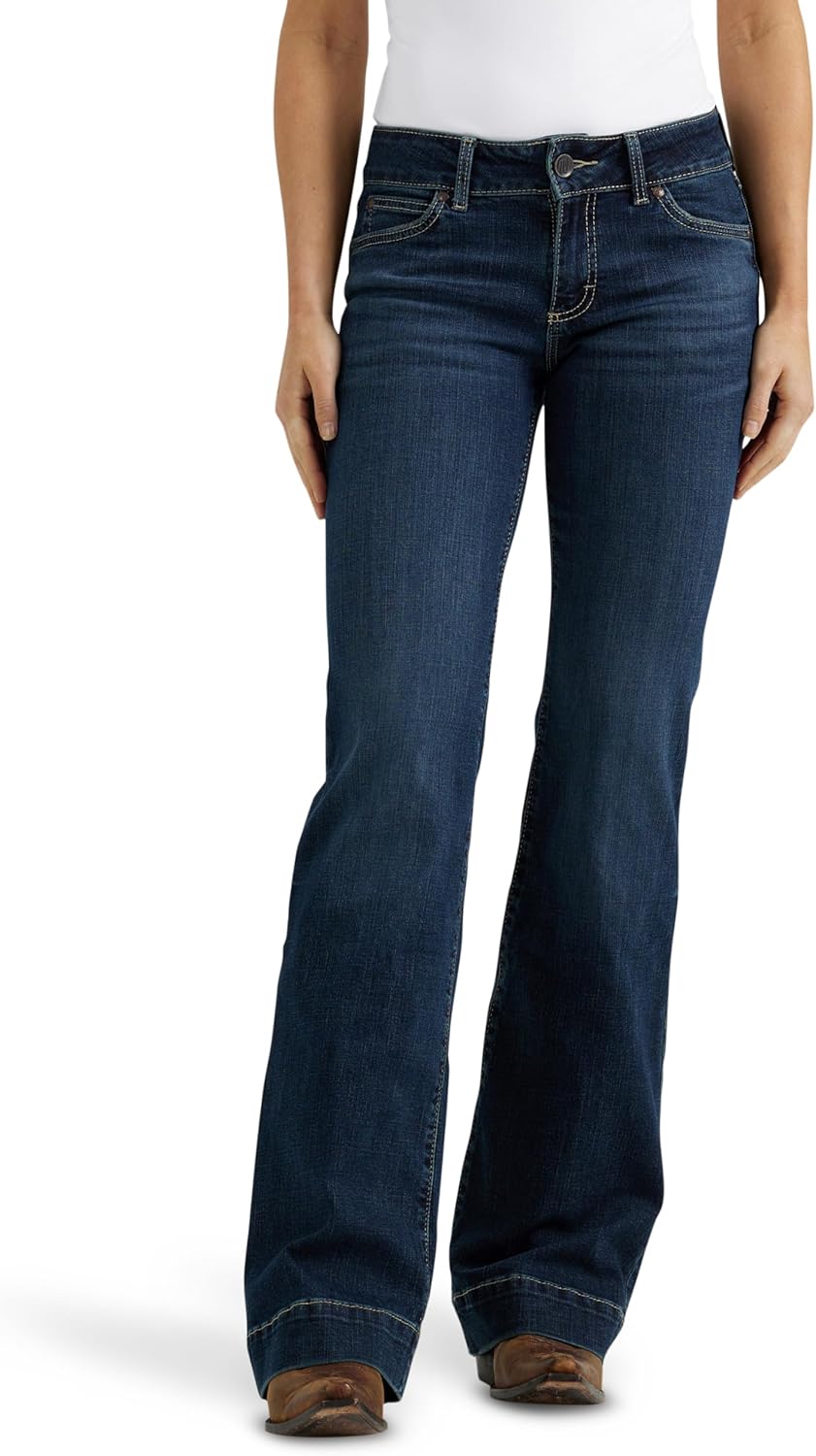 Wrangler dam Jeans Women's Willow Mid Rise Performance Waist Boot Cut Ultimate Riding Jean