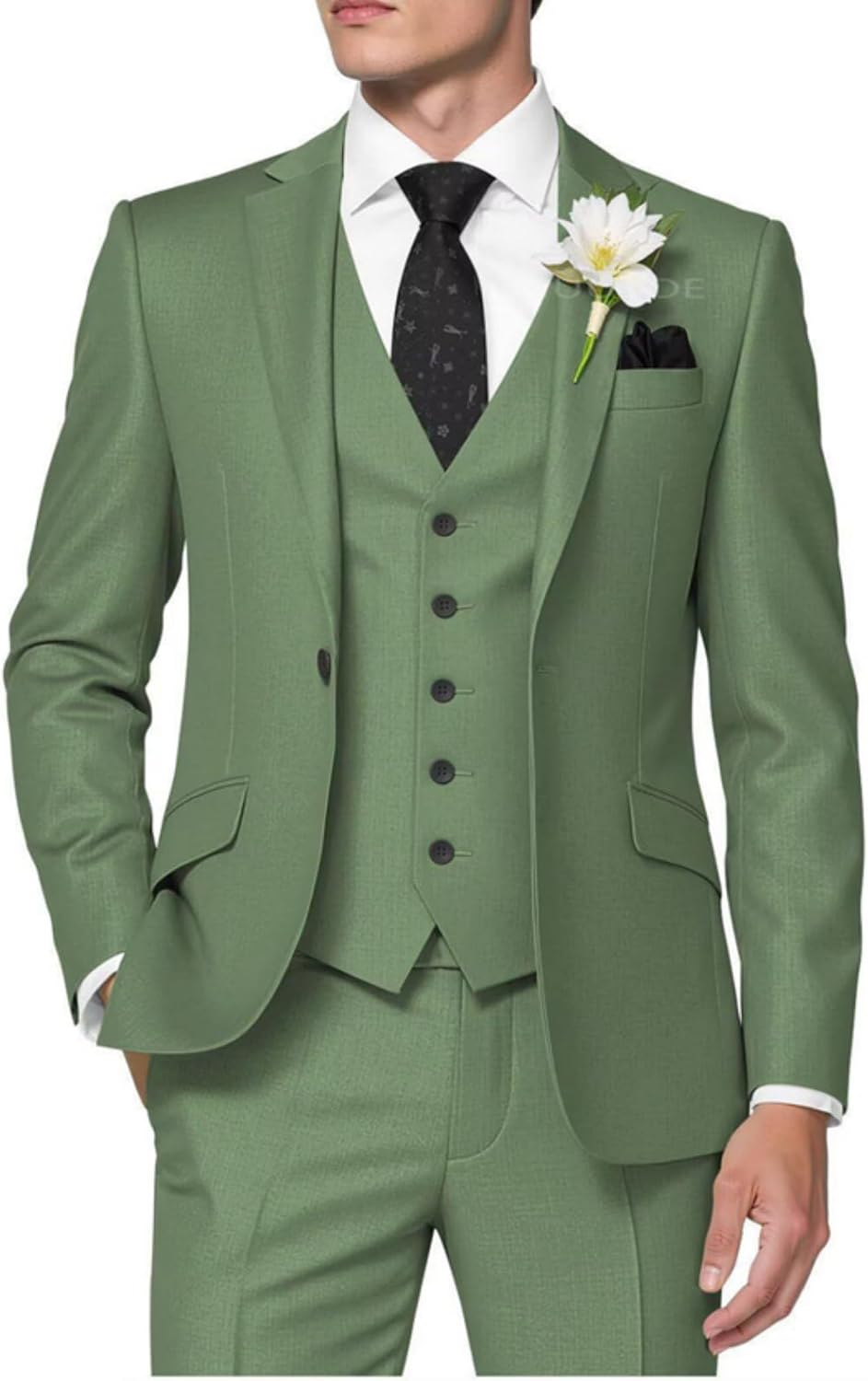 Herr 3-delad solida kostymer bröllop brudgum 2-knapps kavajslag blazer väst & byxor set vardaglig bal outfit för affärsmän