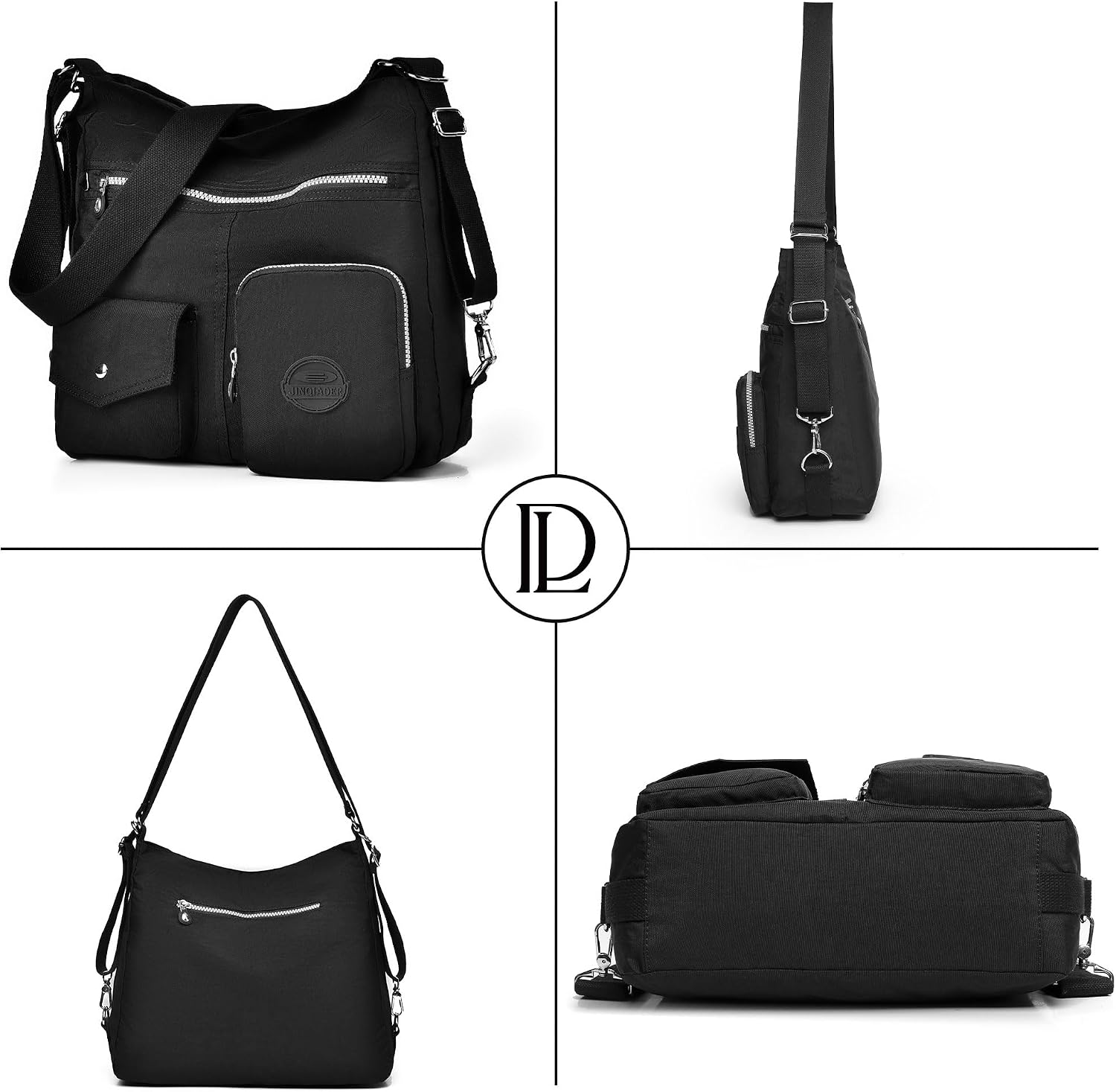 Multifunktionell hobo-väska för kvinnor med RFID-skydd, vattentät nylon, crossbody-väska, axelhandväska, konvertibel ryggsäck