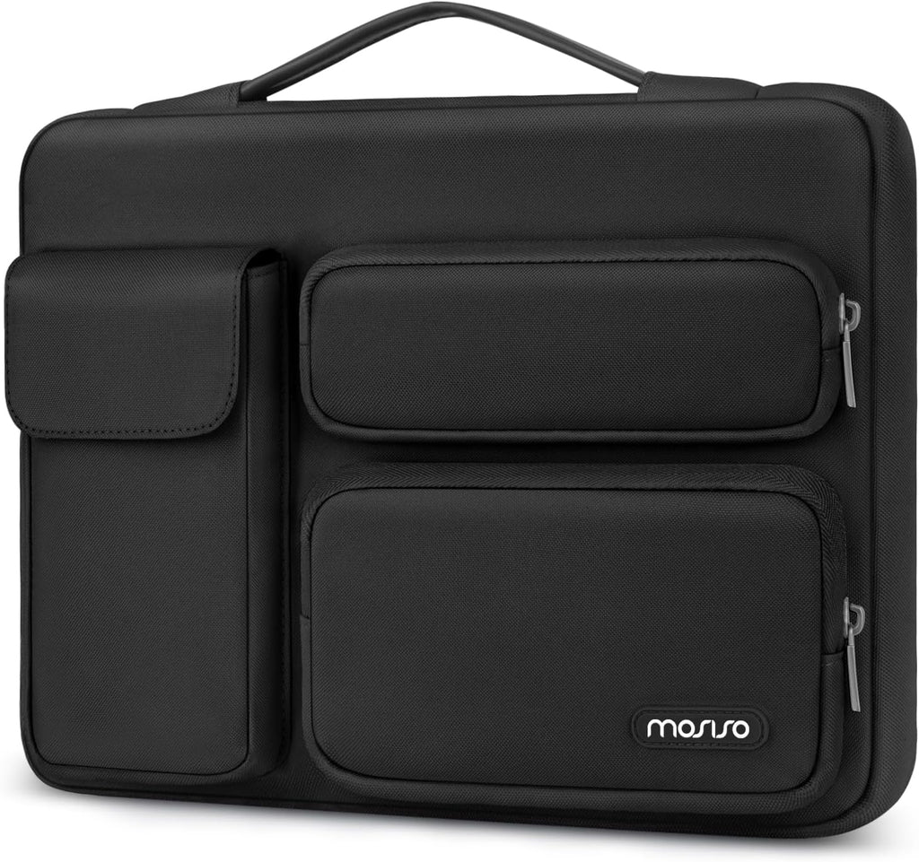 MOSISO 360 Protective Laptop Sleeve 14 inch, Laptop Sleeve Compatible with HP Dell ASUS Acer, HP Stream, Dell Latitude, IdeaPad, Side Opening Bag with 2 Raised and 1 Flapover Pockets