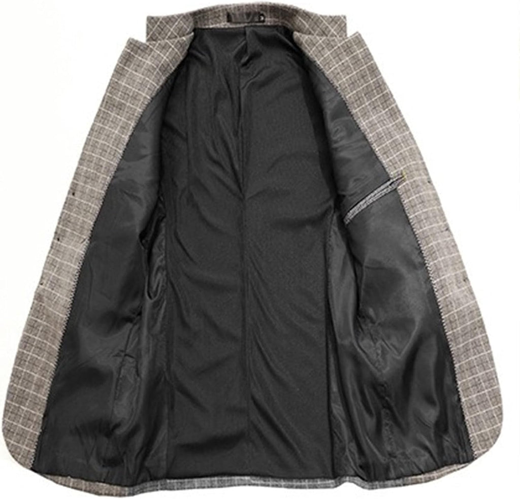 Män stående krage bankett blazer kappa klassisk bröllopsfest 3-knappars rutig jacka vår tunn daglig affärsdräkt jacka