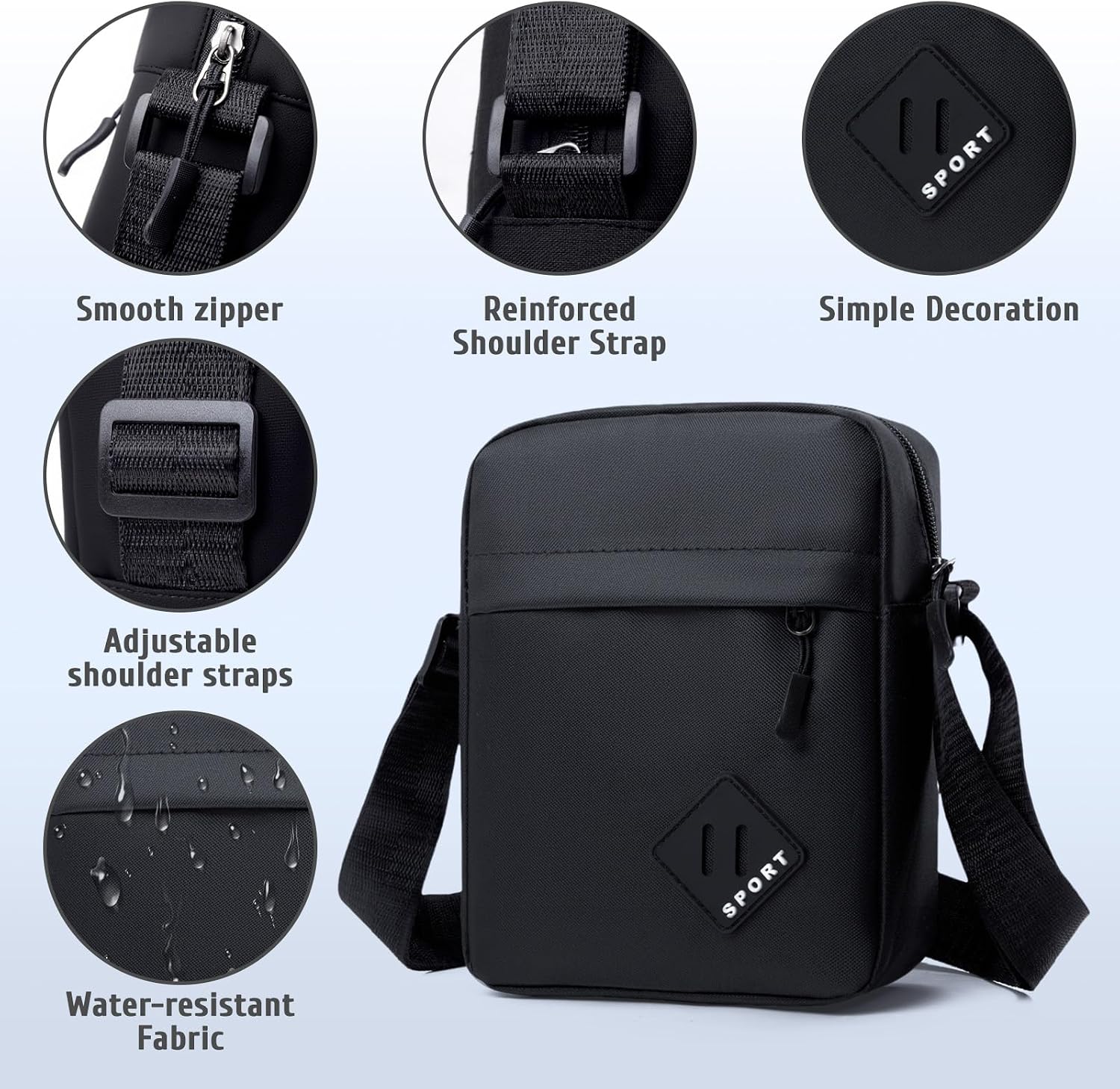 Aucuu Axelväska för män, Oxford Crossbody väska, vattentät liten sidoväska för män, ledig handväska, messengerväska med dragkedja och justerbar rem, lätt bröstväska för daglig användning, arbete