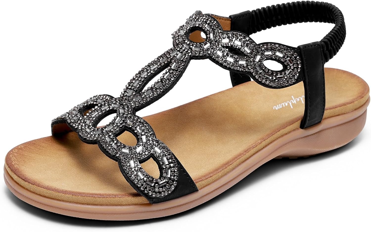 Littleplum sandaler damer platta sandaler glitter strass sommarskor strandskor