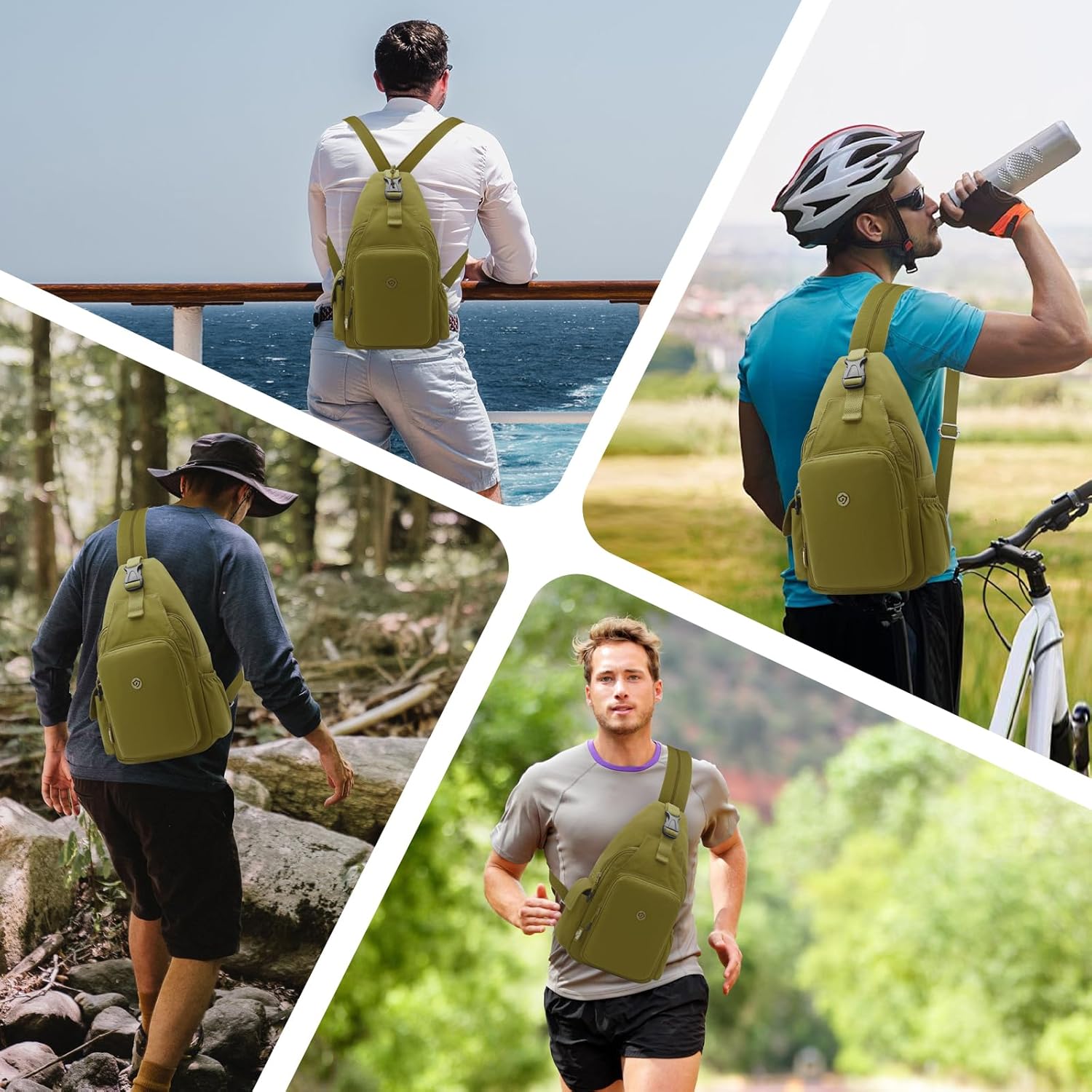Bröstväska liten ryggsäck herr crossbody väska sling väska lätt bröstväska stöldskydd nylon ryggsäck axelväska herr dam för cykling resor sport