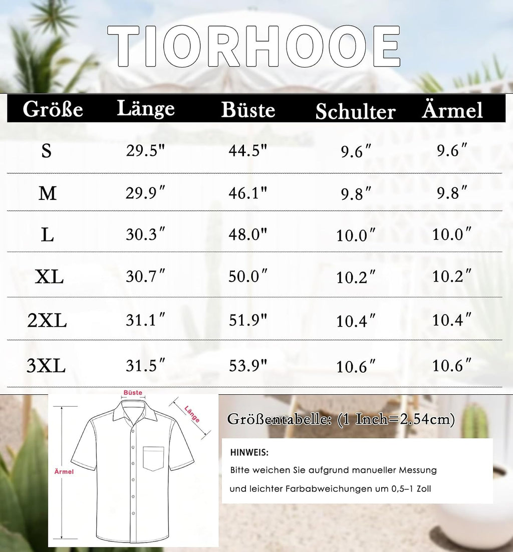 tiorhooe 80-tals herr, Hawaii-skjorta, retro, Hawaii-skjorta, kortärmad, knappslå Hawaii skjorta
