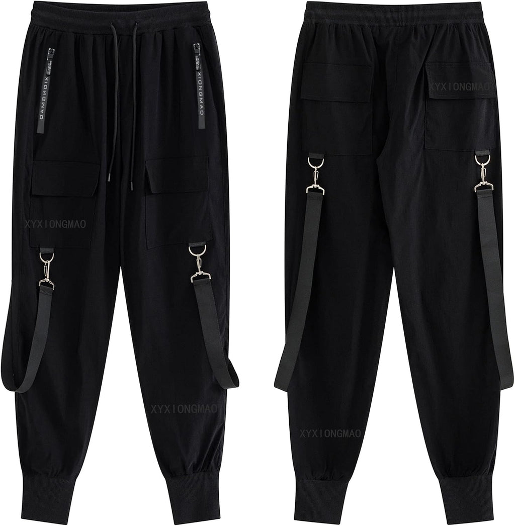 XYXIONGMAO Unisex Cargo haremsbyxor funktionella taktiska träningsbyxor byxor hiphop joggingbyxor techwear streetwear overaller