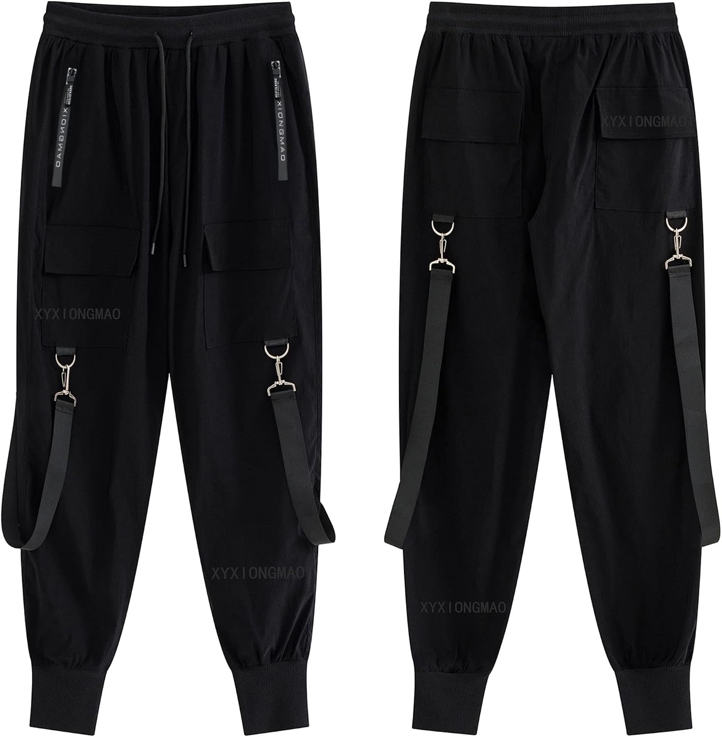 XYXIONGMAO Unisex Cargo haremsbyxor funktionella taktiska träningsbyxor byxor hiphop joggingbyxor techwear streetwear overaller
