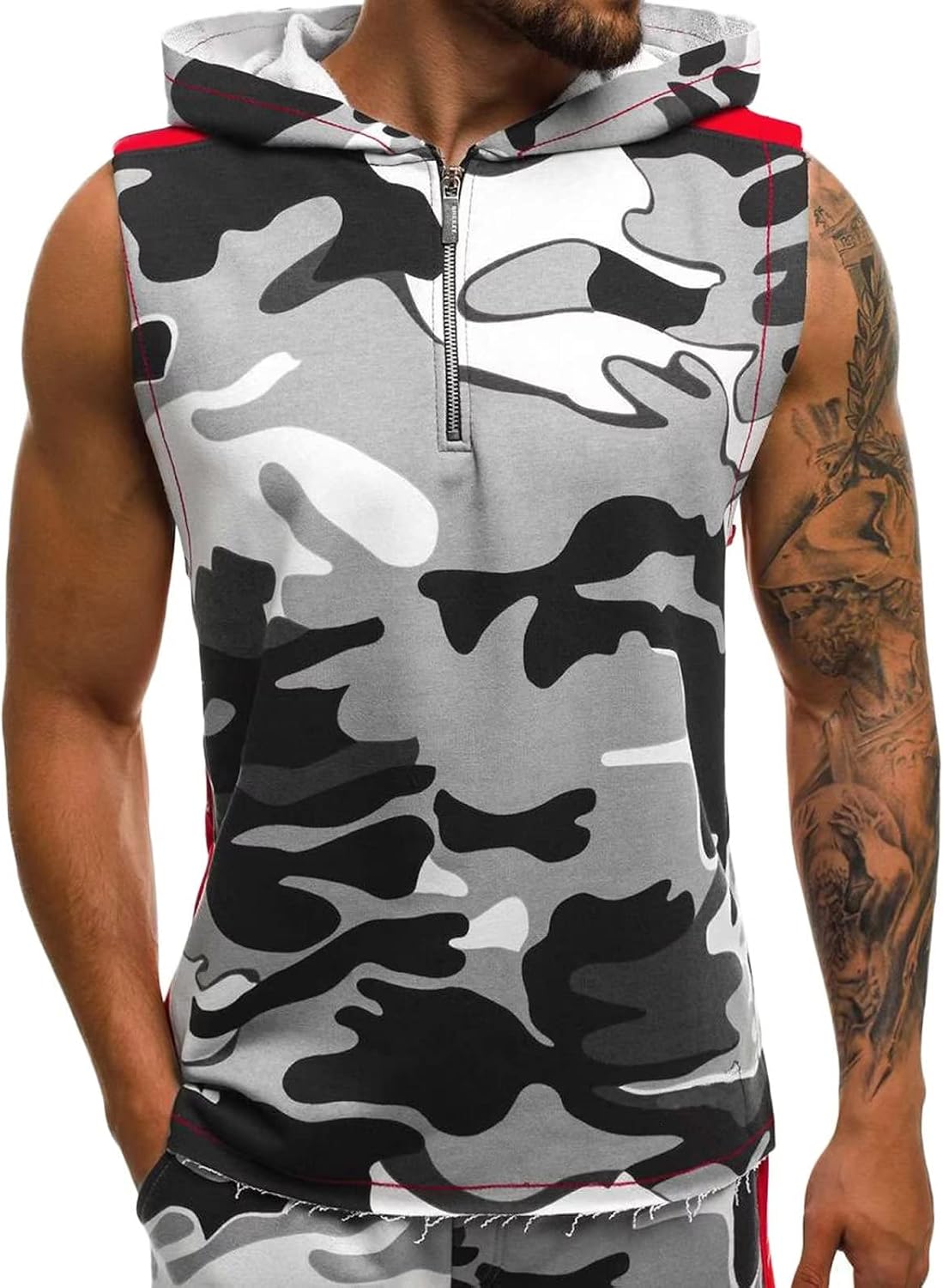 Men's Workout Hooded Tank Tops Sports Training Sleeveless Gym Hoodies Fitness Shirts Athletic Vest