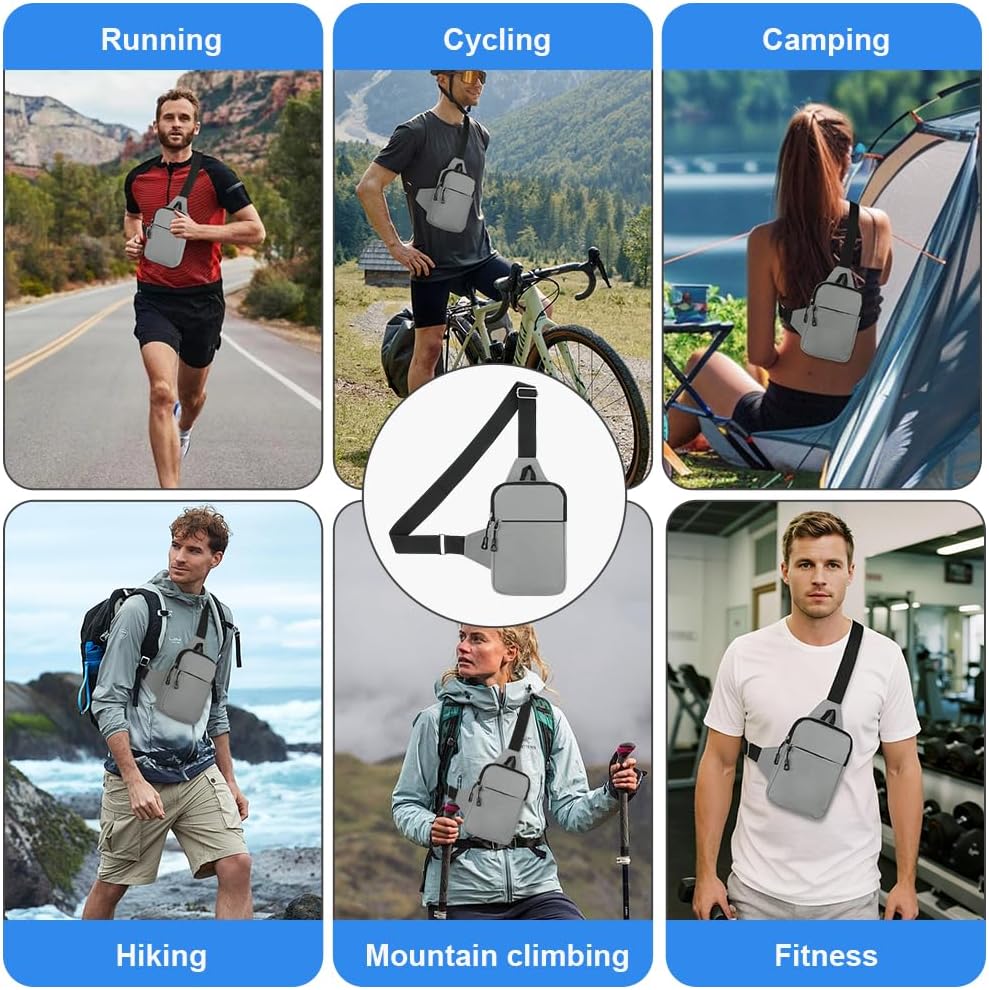 HOTUT Liten axelväska, vattentät bröstväska för män och kvinnor, mini crossbody axelväska med dragkedja och justerbar rem för resor, vandring, cykling, camping, utomhussport