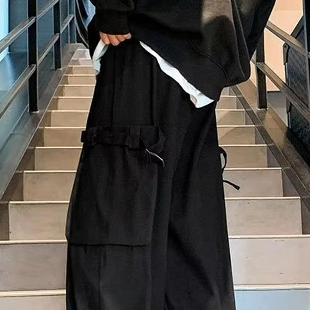 Trendiga fallskärmsbyxor för män trendiga unisex cargobyxor herr säckiga cargobyxor Y2K dragsko
